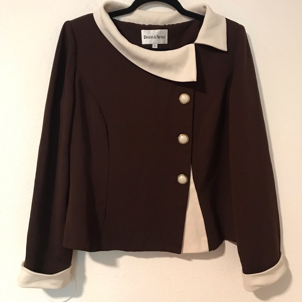 Danny & Nicole Brown Blazer with Cream Trim